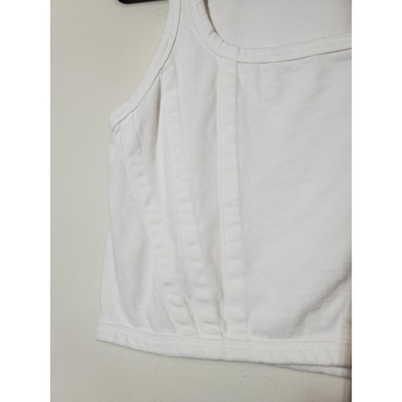 GIU White Corset Style Crop Tank Top Women Size P Medium 100% Cotton‎ - Picture 7 of 8